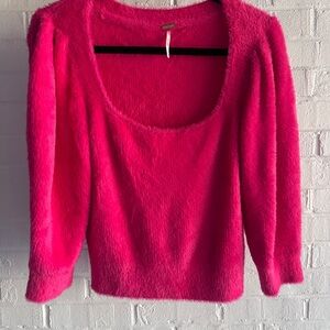 Free People Size S Fuzzy Pink Sweater